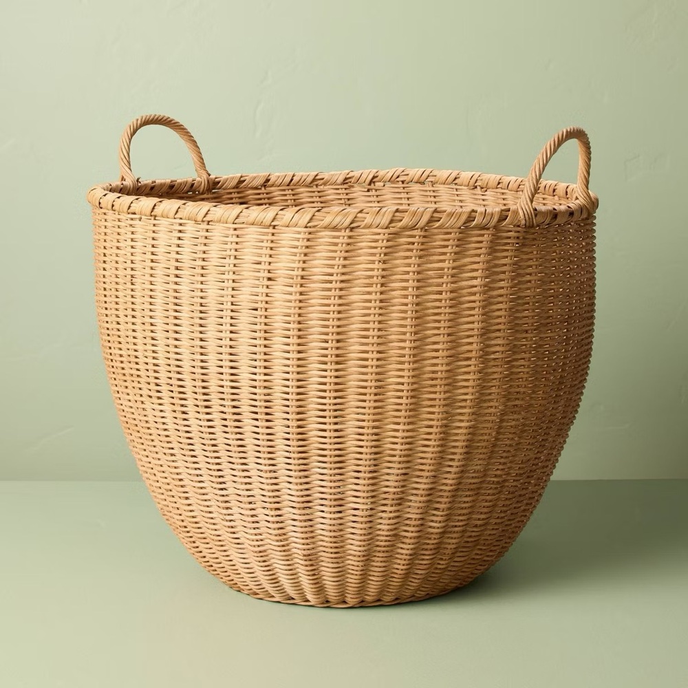 Large Round Woven Rattan Storage Basket with Handles - Hearth & Hand Magnolia